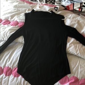 black bodysuit, cut out shoulders